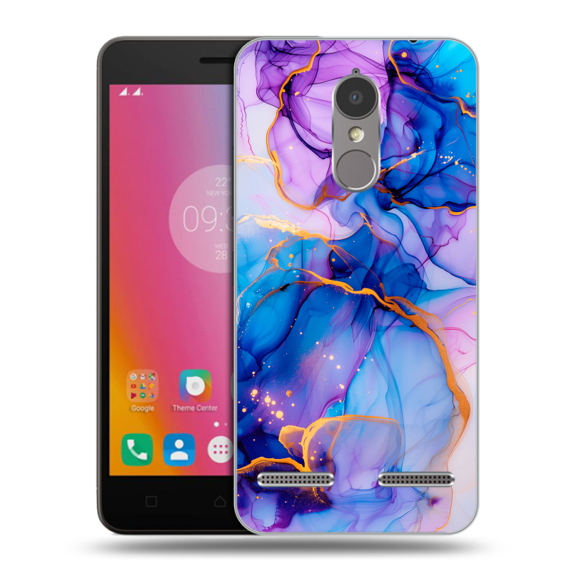 Пластиковый чехол на Lenovo K6 с принтом синий мрамор Пластиковый чехол на Lenovo K6 с принтом синий мрамор