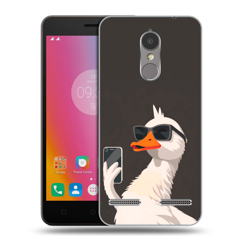 Силиконовый чехол на Lenovo K6 с принтом утка в очках Силиконовый чехол на Lenovo K6 с принтом утка в очках