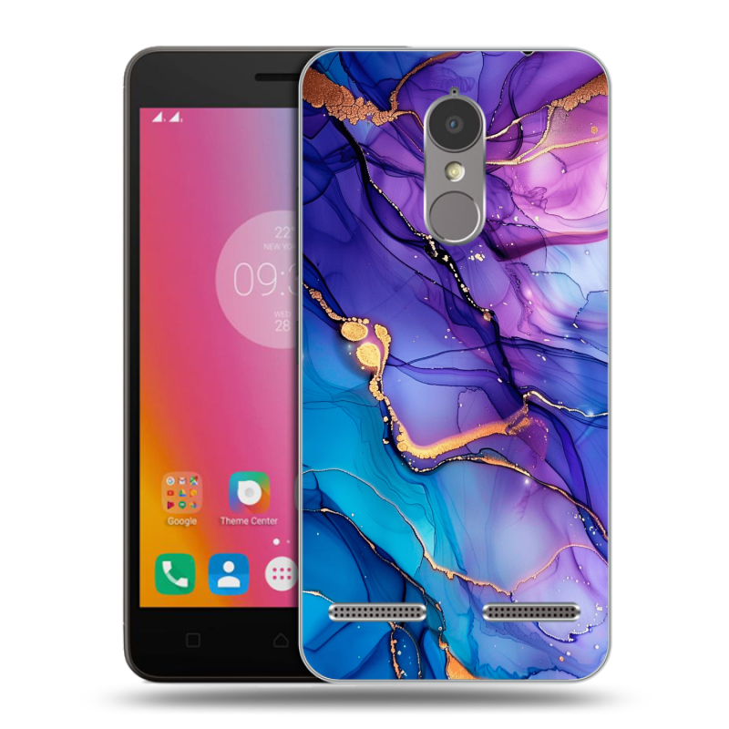 Силиконовый чехол на Lenovo K6 с принтом синий мрамор Силиконовый чехол на Lenovo K6 с принтом синий мрамор
