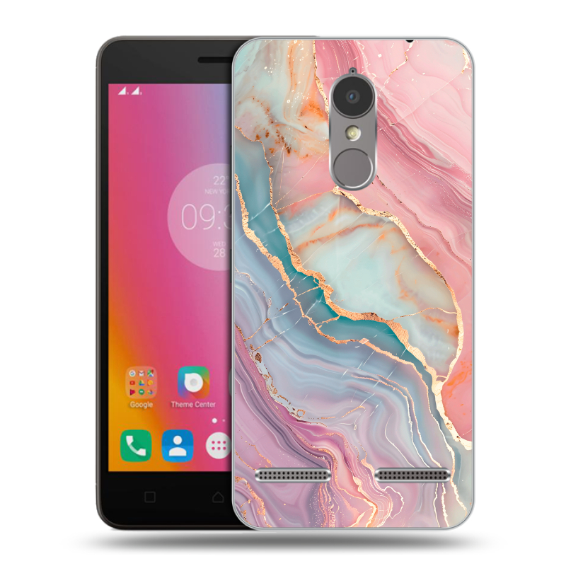 Пластиковый чехол на Lenovo K6 с принтом розовый мрамор Пластиковый чехол на Lenovo K6 с принтом розовый мрамор