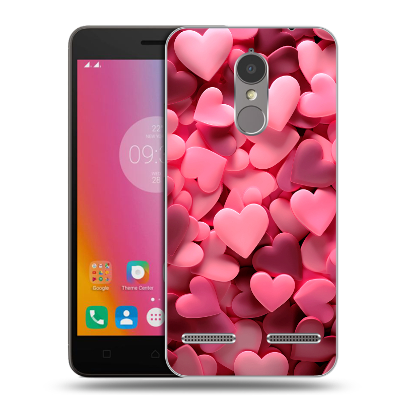 Пластиковый чехол на Lenovo K6 с принтом розовые сердечки Пластиковый чехол на Lenovo K6 с принтом розовые сердечки