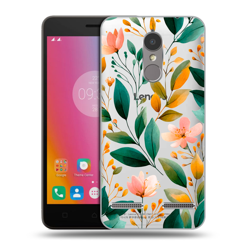 Пластиковый чехол на Lenovo K6 с принтом Цветы паттерн Пластиковый чехол на Lenovo K6 с принтом Цветы паттерн