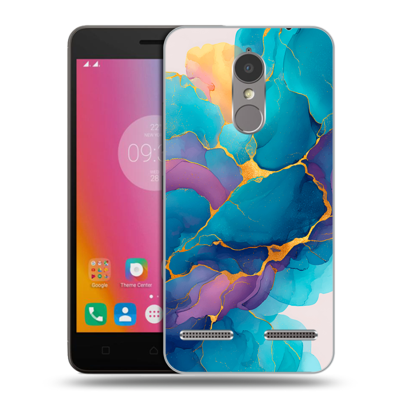 Пластиковый чехол на Lenovo K6 с принтом Мрамор блестки Пластиковый чехол на Lenovo K6 с принтом Мрамор блестки