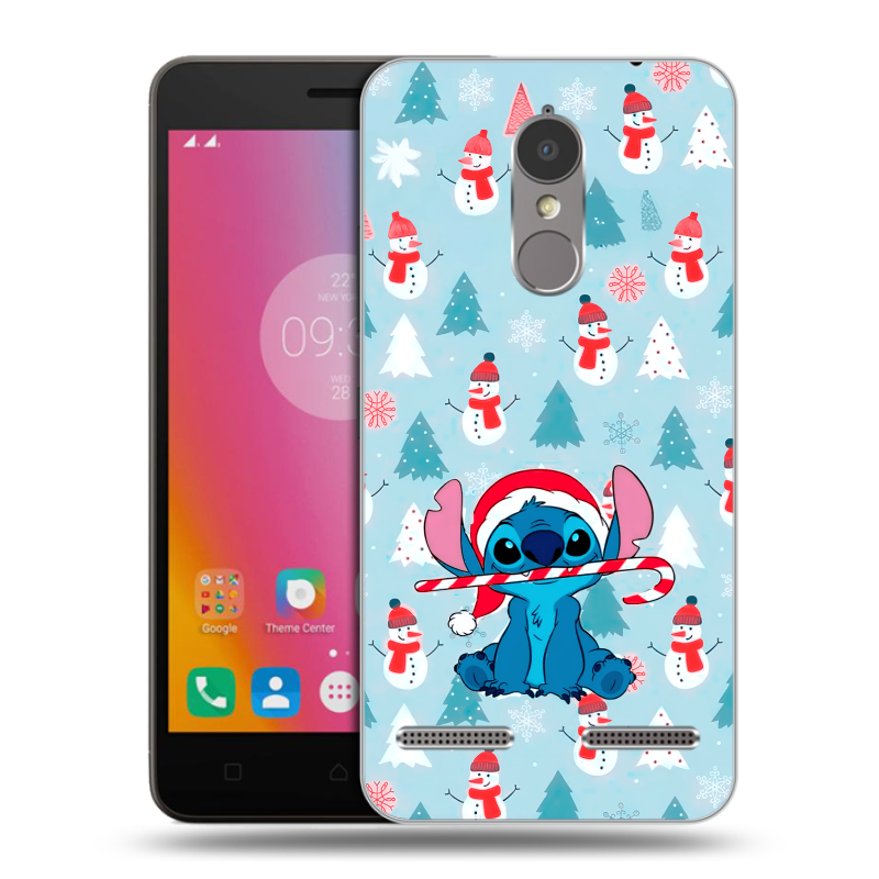 Силиконовый чехол на Lenovo K6 с принтом Стич Новый год Силиконовый чехол на Lenovo K6 с принтом Стич Новый год