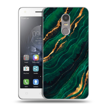 Силиконовый чехол на Lenovo K6 Note с принтом Мрамор зеленое золото