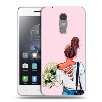 Силиконовый чехол на Lenovo K6 Note с принтом Девушка и букет