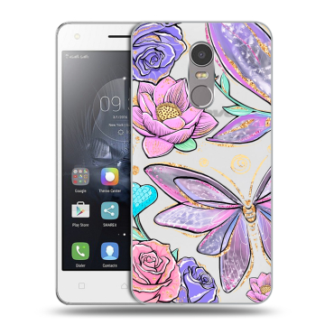 Силиконовый чехол на Lenovo K6 Note с принтом Бабочки и цветы
