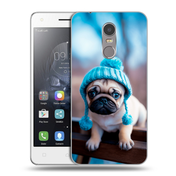 Силиконовый чехол на Lenovo K6 Note с принтом Мопс в шапке