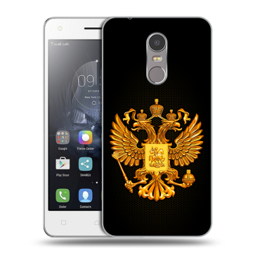 Силиконовый чехол на Lenovo K6 Note с принтом Герб России желтый
