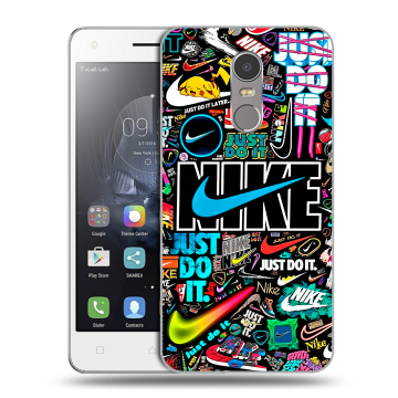 Силиконовый чехол на Lenovo K6 Note с принтом найк nike черный