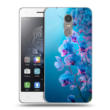 Силиконовый чехол на Lenovo K6 Note с принтом голубые орхидеи