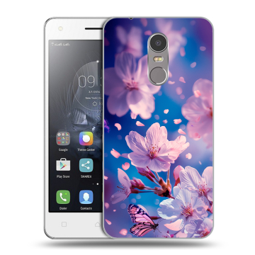 Силиконовый чехол на Lenovo K6 Note с принтом цветы бабочки