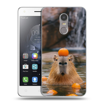 Силиконовый чехол на Lenovo K6 Note с принтом Капибара с апельсином