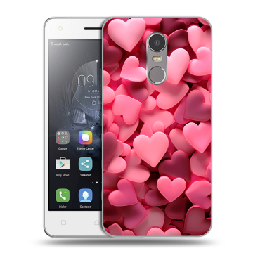 Силиконовый чехол на Lenovo K6 Note с принтом розовые сердечки