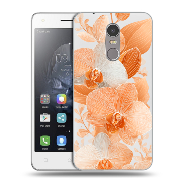 Силиконовый чехол на Lenovo K6 Note с принтом Бежевые цветы Силиконовый чехол на Lenovo K6 Note с принтом Бежевые цветы