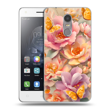 Силиконовый чехол на Lenovo K6 Note с принтом Цветы и бабочки Силиконовый чехол на Lenovo K6 Note с принтом Цветы и бабочки