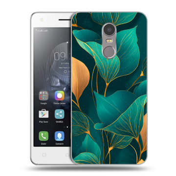 Силиконовый чехол на Lenovo K6 Note с принтом Листья и золото Силиконовый чехол на Lenovo K6 Note с принтом Листья и золото