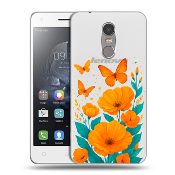 Силиконовый чехол на Lenovo K6 Note с принтом цветы бабочки Силиконовый чехол на Lenovo K6 Note с принтом цветы бабочки