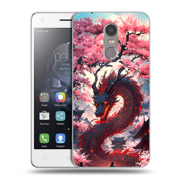 Силиконовый чехол на Lenovo K6 Note с принтом Дракон Японский