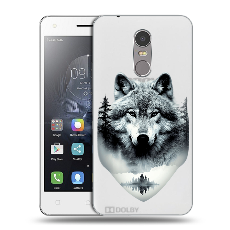 Силиконовый чехол на Lenovo K6 Note с принтом Волк в лесу Силиконовый чехол на Lenovo K6 Note с принтом Волк в лесу