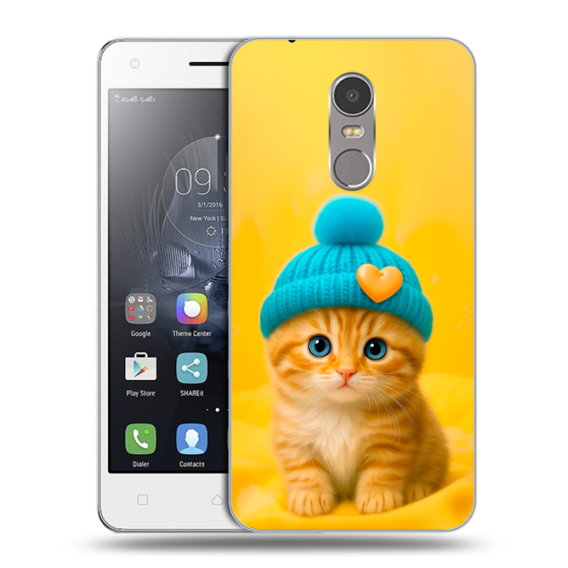 Пластиковый чехол на Lenovo K6 Note с принтом Котенок в шапке Пластиковый чехол на Lenovo K6 Note с принтом Котенок в шапке