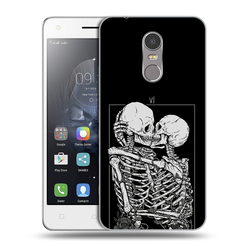 Силиконовый чехол на Lenovo K6 Note с принтом Поцелуй скелетов Силиконовый чехол на Lenovo K6 Note с принтом Поцелуй скелетов