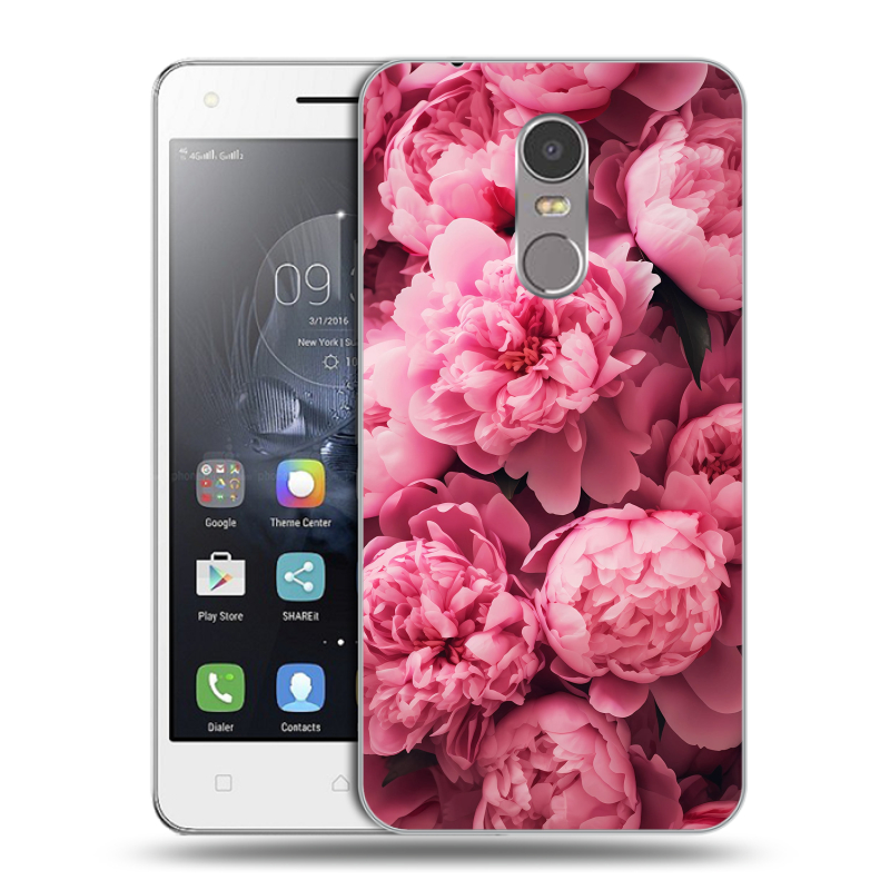 Силиконовый чехол на Lenovo K6 Note с принтом цветы пионы Силиконовый чехол на Lenovo K6 Note с принтом цветы пионы