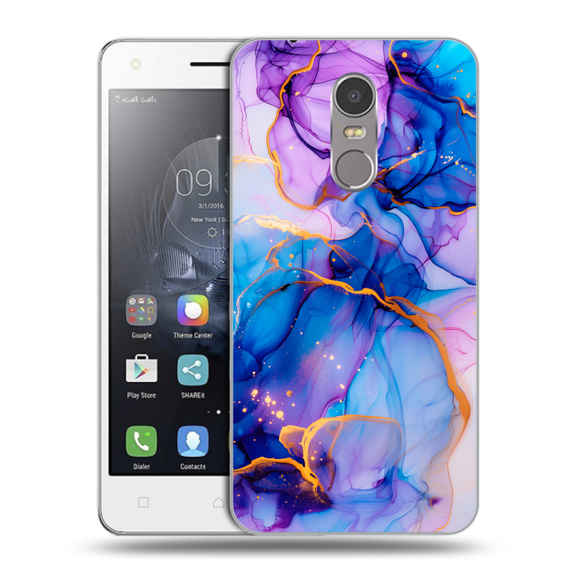 Силиконовый чехол на Lenovo K6 Note с принтом синий мрамор Силиконовый чехол на Lenovo K6 Note с принтом синий мрамор