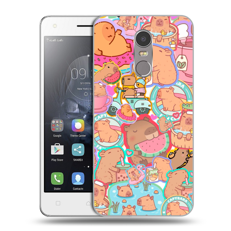 Силиконовый чехол на Lenovo K6 Note с принтом капибары Силиконовый чехол на Lenovo K6 Note с принтом капибары