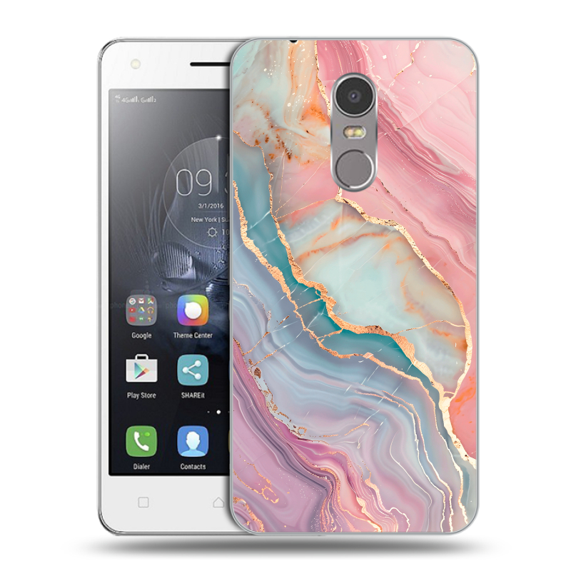 Силиконовый чехол на Lenovo K6 Note с принтом розовый мрамор Силиконовый чехол на Lenovo K6 Note с принтом розовый мрамор