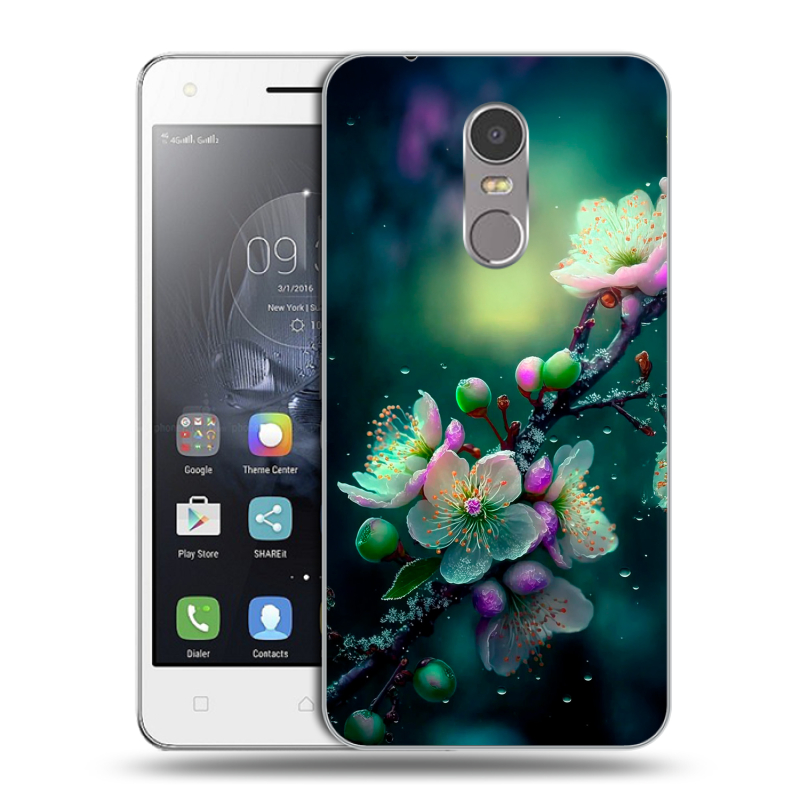 Силиконовый чехол на Lenovo K6 Note с принтом Цветы и мрамор Силиконовый чехол на Lenovo K6 Note с принтом Цветы и мрамор