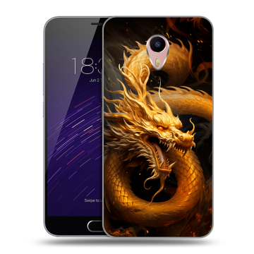 Пластиковый чехол на Meizu M3 Max с принтом Золотой дракон Пластиковый чехол на Meizu M3 Max с принтом Золотой дракон