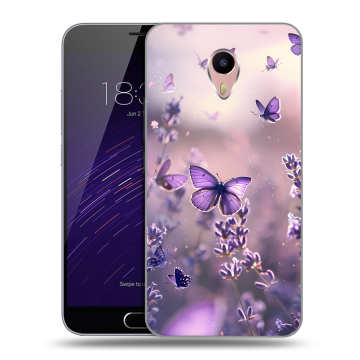 Пластиковый чехол на Meizu M3 Max с принтом бабочки и лаванда Пластиковый чехол на Meizu M3 Max с принтом бабочки и лаванда