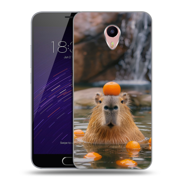 Пластиковый чехол на Meizu M3 Max с принтом Капибара с апельсином