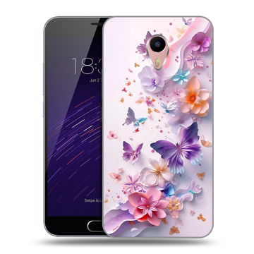 Пластиковый чехол на Meizu M3 Max с принтом цветы бабочки