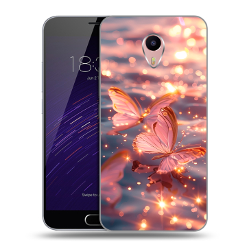 Пластиковый чехол на Meizu M3 Max с принтом бабочки розовые Пластиковый чехол на Meizu M3 Max с принтом бабочки розовые