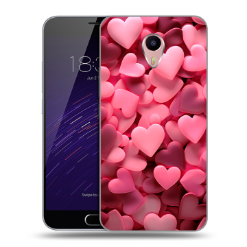 Пластиковый чехол на Meizu M3 Max с принтом розовые сердечки