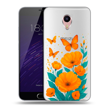 Пластиковый чехол на Meizu M3 Max с принтом цветы бабочки
