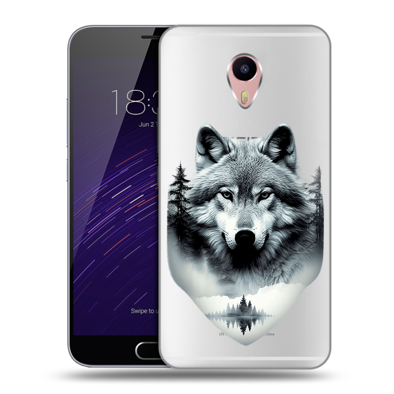Пластиковый чехол на Meizu M3 Max с принтом Волк в лесу Пластиковый чехол на Meizu M3 Max с принтом Волк в лесу
