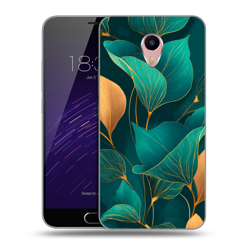Пластиковый чехол на Meizu M3 Max с принтом Листья и золото Пластиковый чехол на Meizu M3 Max с принтом Листья и золото