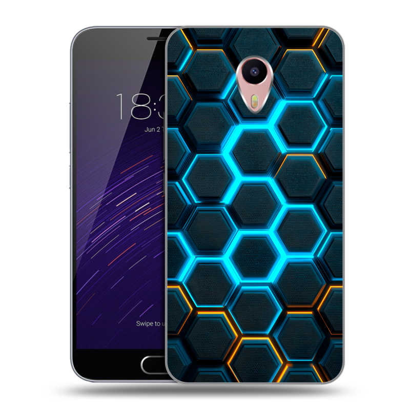 Пластиковый чехол на Meizu M3 Max с принтом Неоновые соты Пластиковый чехол на Meizu M3 Max с принтом Неоновые соты