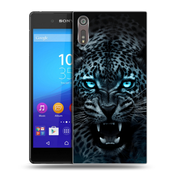 Пластиковый чехол на Sony Xperia XZ с принтом Темный леопард Пластиковый чехол на Sony Xperia XZ с принтом Темный леопард