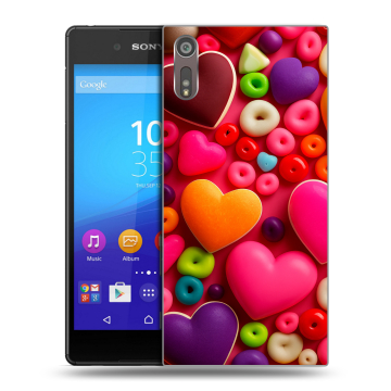 Пластиковый чехол на Sony Xperia XZ с принтом Сердечки Пластиковый чехол на Sony Xperia XZ с принтом Сердечки