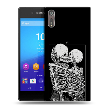 Пластиковый чехол на Sony Xperia XZ с принтом Поцелуй скелетов