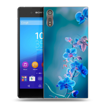 Пластиковый чехол на Sony Xperia XZ с принтом Голубые цветы