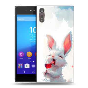 Пластиковый чехол на Sony Xperia XZ с принтом кролик зайчик