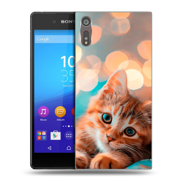 Пластиковый чехол на Sony Xperia XZ с принтом котик