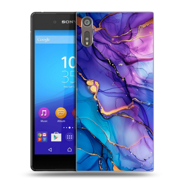 Пластиковый чехол на Sony Xperia XZ с принтом синий мрамор Пластиковый чехол на Sony Xperia XZ с принтом синий мрамор
