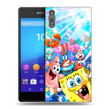 Пластиковый чехол на Sony Xperia XZ с принтом спанчбоб спанч боб