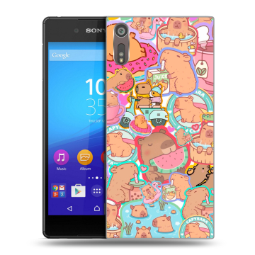 Пластиковый чехол на Sony Xperia XZ с принтом капибары